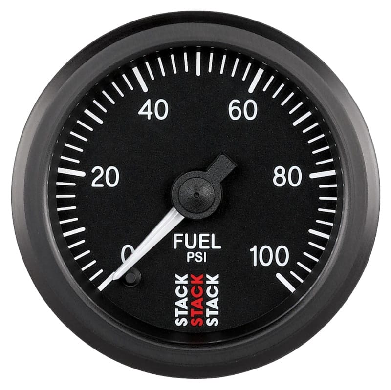 AutoMeter — Autometer Stack 52mm 0-100 PSI 1/8in NPTF Male Pro Stepper Motor Fuel Pressure Gauge - Black
Ga FP Stpr Bk 100psi