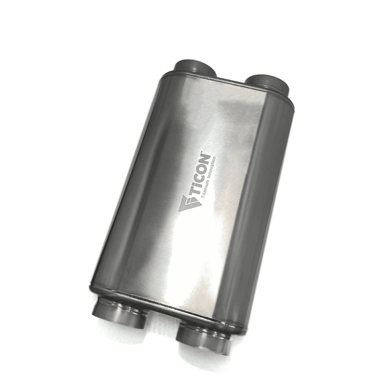 Ticon — Ticon Industries 17in OAL 3.0in Dual In/Out Thin Oval Titanium Muffler - Matte