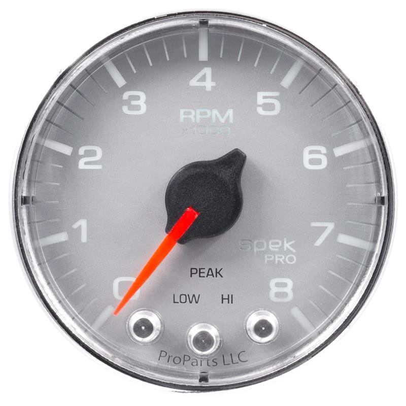 AutoMeter — Autometer Spek-Pro Gauge Tach 2 1/16in 8K Rpm W/ Shift Light & Peak Mem Slvr/Chrm
GA 2" 8KRPM SFC SPEK