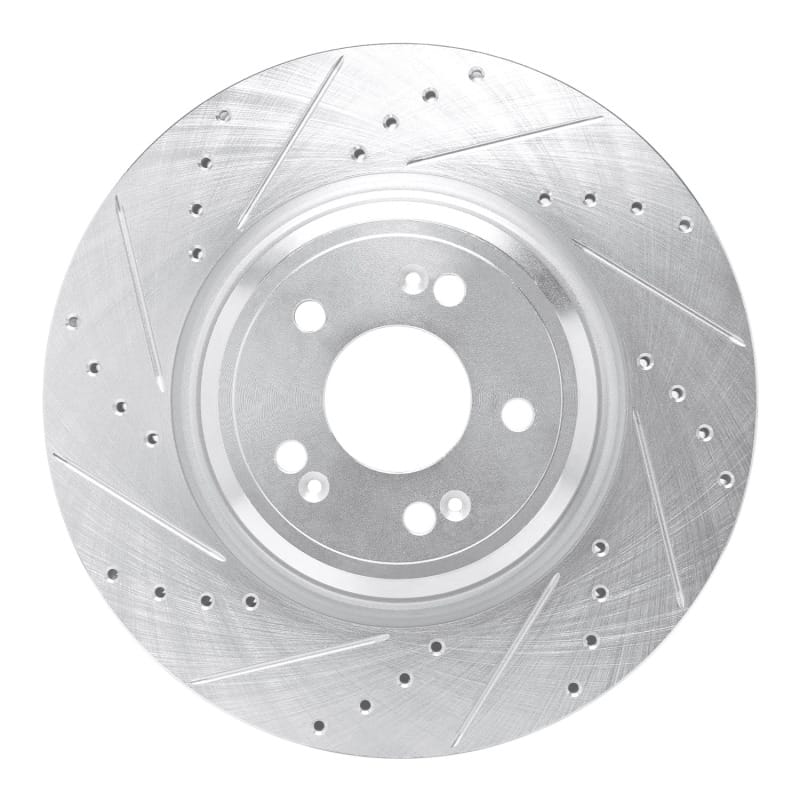 R1 Concepts — R1 21-25 Genesis GV70 Front Left Drilled & Slotted Silver Brake Rotor