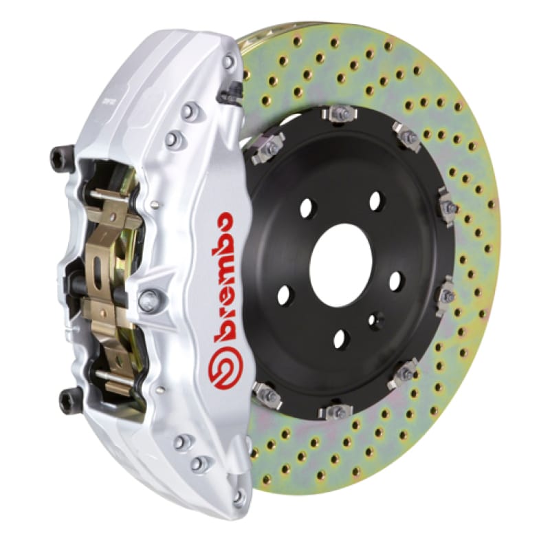 Brembo — Brembo 14-18 1500 Sierra w/ Alum Fr Knuckles Fr GT BBK 6Pis Cast 2pc 380x34 2pc Rtr Drill-Silver