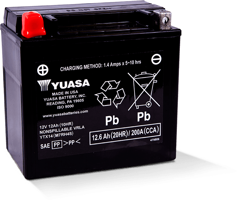 Yuasa Battery — Yuasa YTX14 Maintenance Free AGM 12-Volt Battery