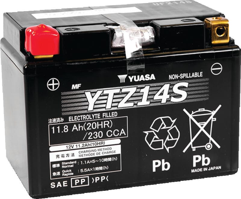 Yuasa Battery — Yuasa YTZ14S Maintenance Free AGM 12-Volt Battery