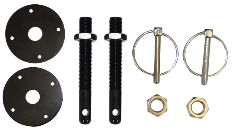 Moroso — Moroso Hood Pin Set - 1/2in - Aluminum - Black - 2 Pack