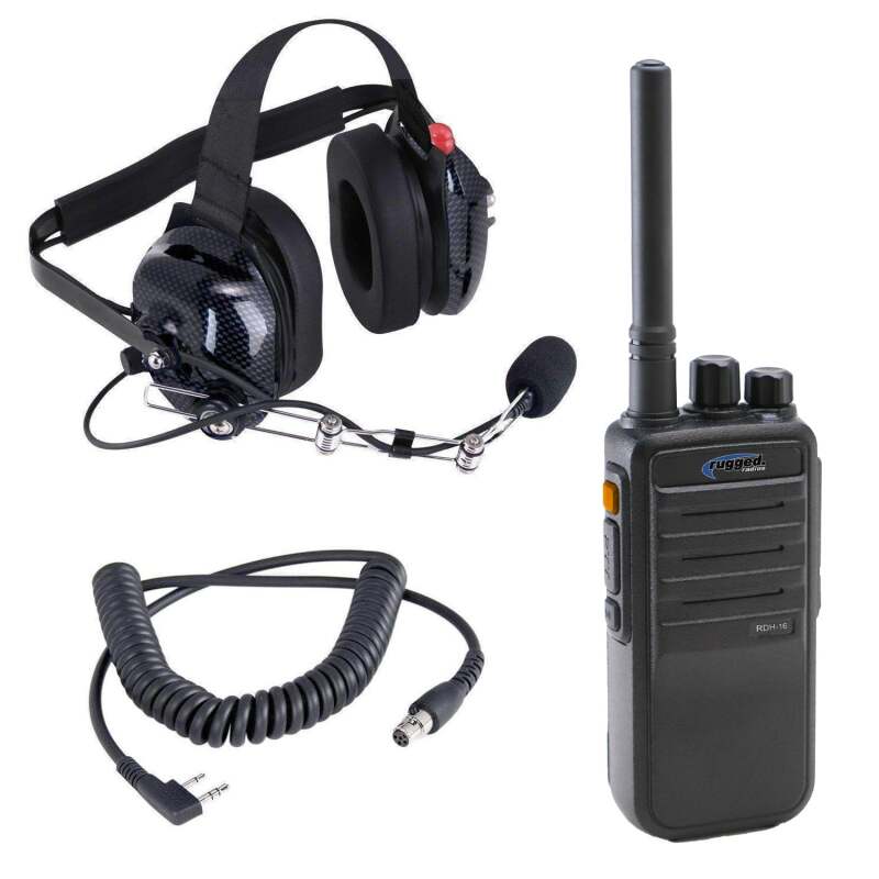 Rugged Radios — Rugged Radios Crew Chief - H42 Spotter Headset and Rugged Handheld Radio Package - Blue