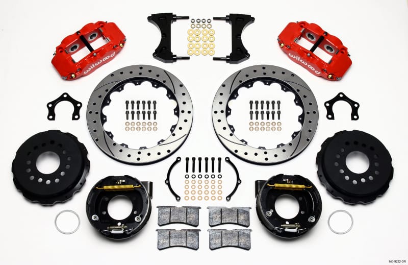 Wilwood — Wilwood Narrow Superlite 4R Rear P-Brk Kit 12.88in Drilled Red Mopar/Dana 2.36in Off w/Snap Ring
BRAKE KIT