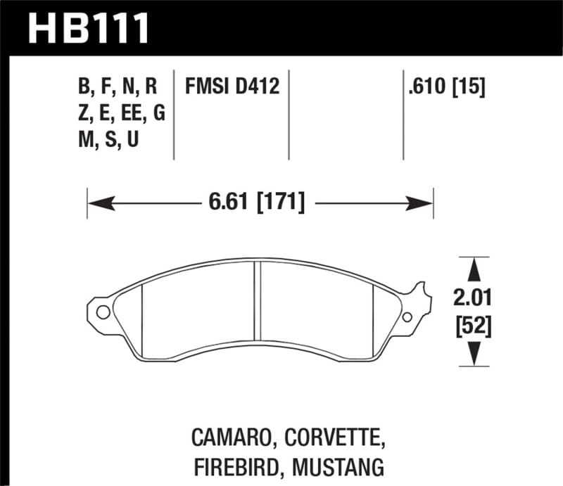 Hawk Performance — Hawk 1991 Chevrolet Camaro 3.1L Heritage Edition Performance Package Front ER-1 Brake Pads
Disc Brake Pad