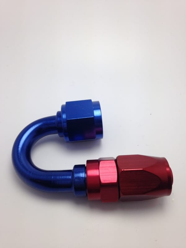 Fragola — Fragola -10AN Fem x -8AN Hose 180 Degree Reducing Hose End - Blue/Red
