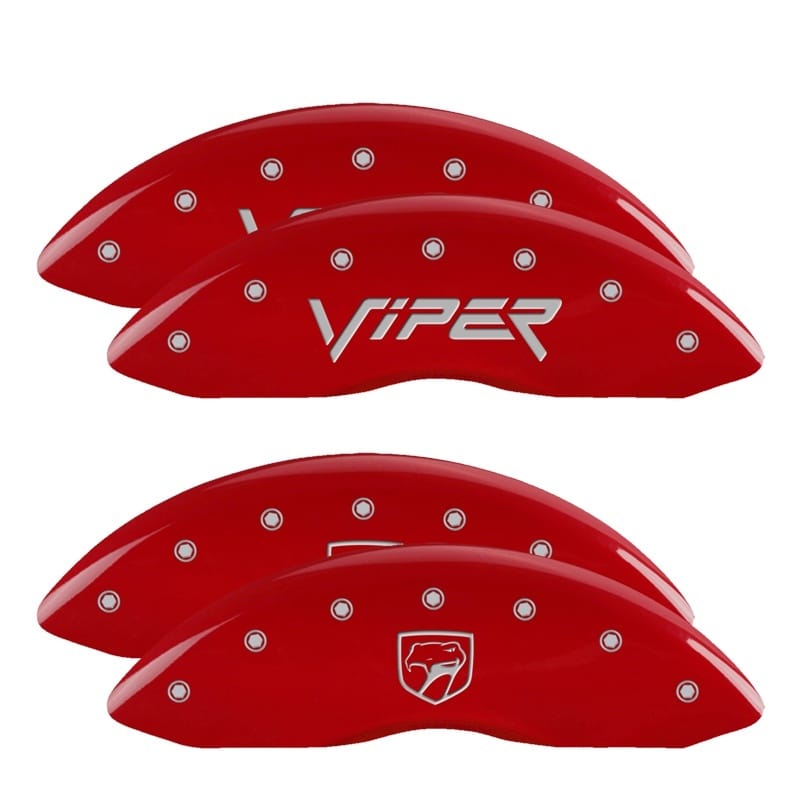 MGP — MGP 4 Caliper Covers Engraved Front Gen 2/Viper Engraved Rear Gen 2/Snake Red finish silver ch
Caliper Covers