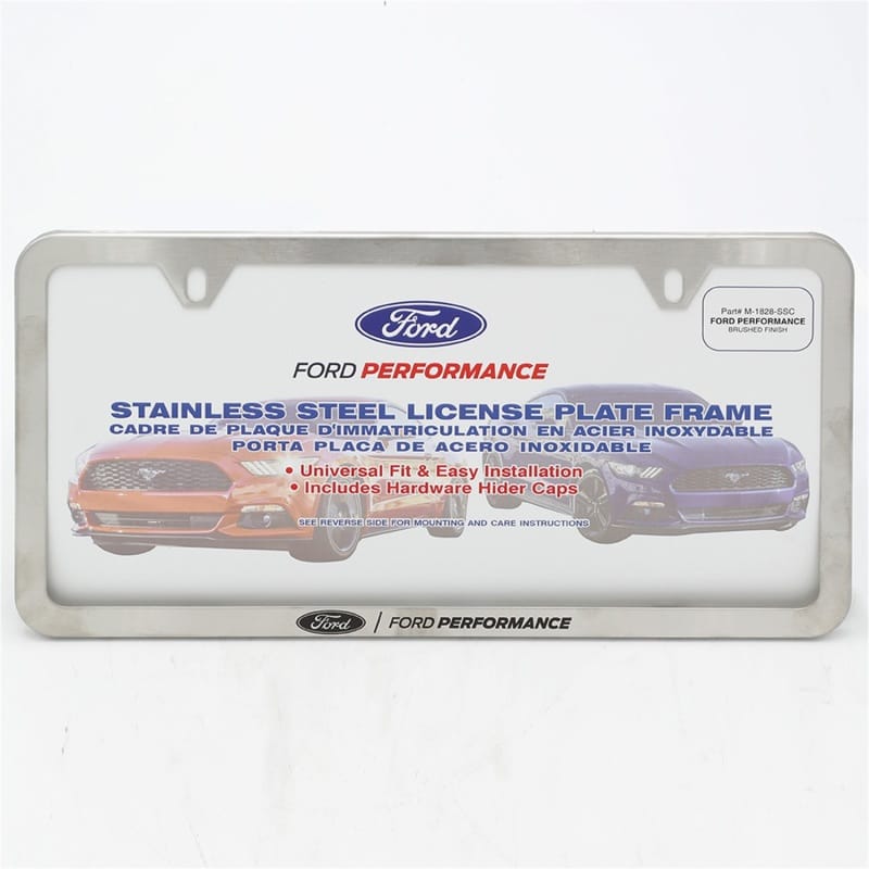 Ford Racing — Ford Racing Slim License Plate Frame - Brushed Stainless Steel