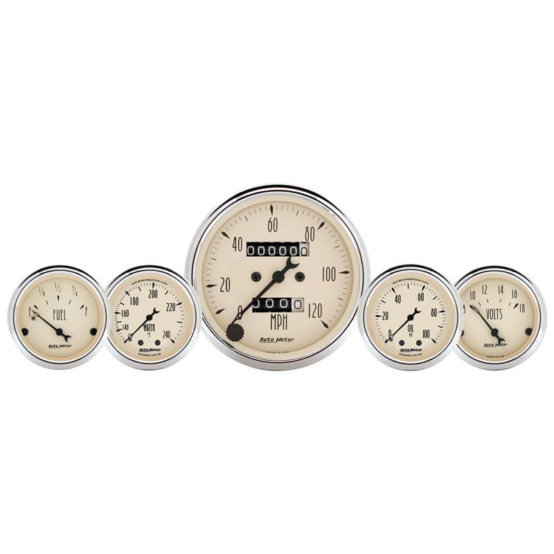 AutoMeter — AutoMeter Gauge Kit 5 Pc. 3-1/8in. & 2-1/16in. Mech. Speedo. Wtmp & Oilp Antique Beige
GA SET 5PC MECH AB