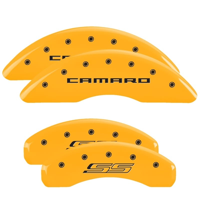 MGP — MGP 4 Caliper Covers Engraved Front Gen 5/Camaro Engraved Rear Gen 5/SS Yellow finish black ch
Caliper Covers