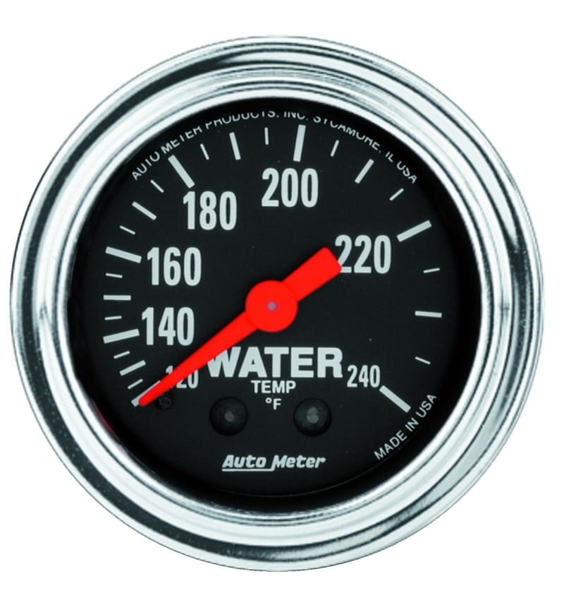 AutoMeter — AutoMeter Gauge Water Temp 2-1/16in. 120-240 Deg. F Mechanical 12ft. Traditional Chrome
2" WATER TEMP, 120-2