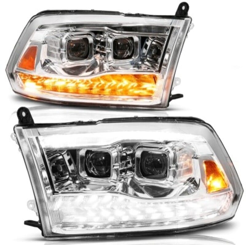 ANZO — ANZO 09-19 Dodge RAM 1500 / 10-18 2500/3500 LED Proj Headlights SeqSig Chrome - Pair