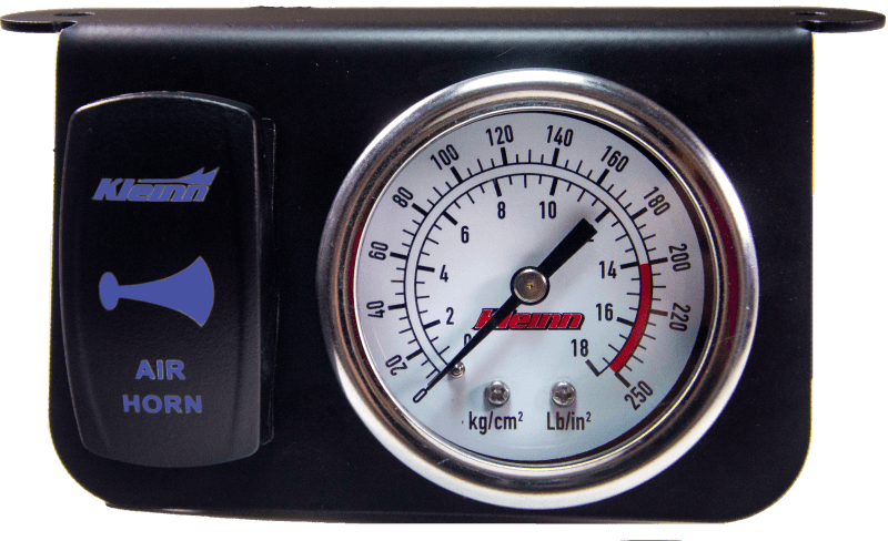 Kleinn Air Horns — Kleinn Panel mounted 160 PSI gauge w/ an illuminated BLUE Momentary rocker switch