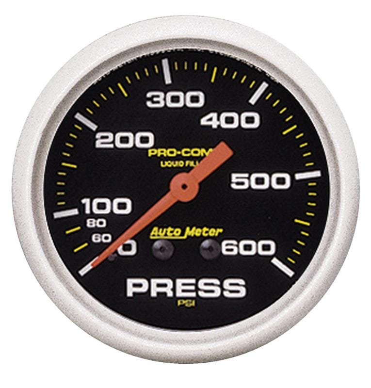 AutoMeter — Autometer 2-5/8in Pro-Comp Liquid Filled Mechanical 600 PSI Pressure Gauge
2-5/8" PRESS GA, 0-6