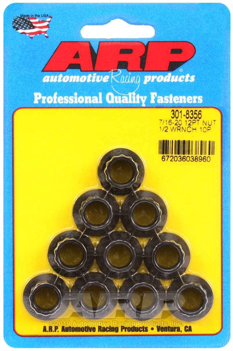 ARP — ARP 7/16-20 1/2 Socket 12 Pt Nut Kit (Pack of 10)
