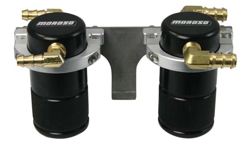 Moroso — Moroso 08-14 Subaru STi (w/Front Mount Intercooler) Air/Oil Separator Catch Can - Billet Alum -Black