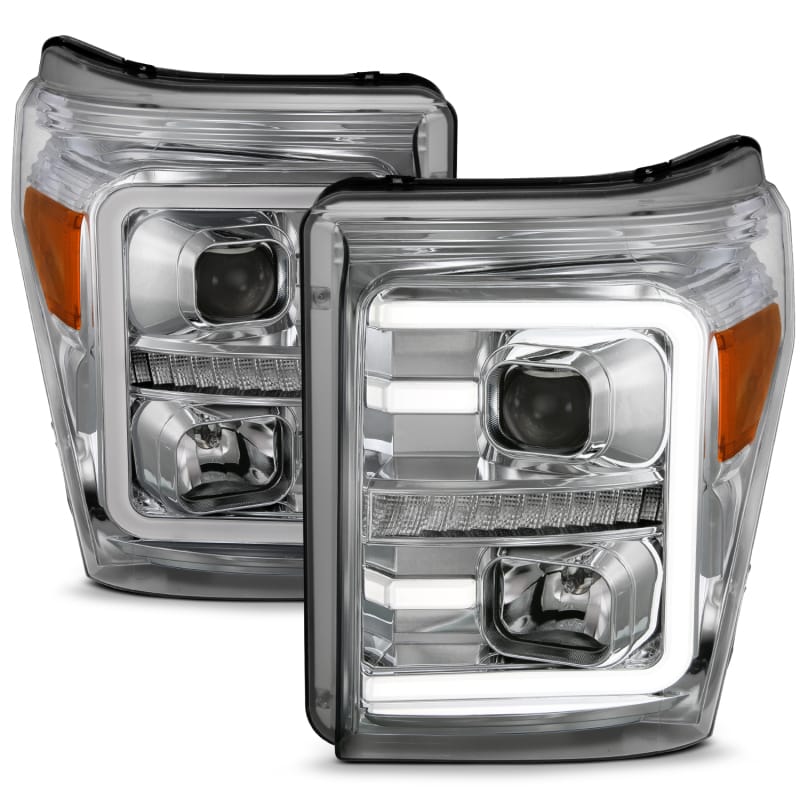 ANZO — ANZO 11-16 Ford F-250/F-350/F-450 Projector Headlights w/ Plank Style Switchback Chrome w/Amber
Projector Headlights
Head Light Set
