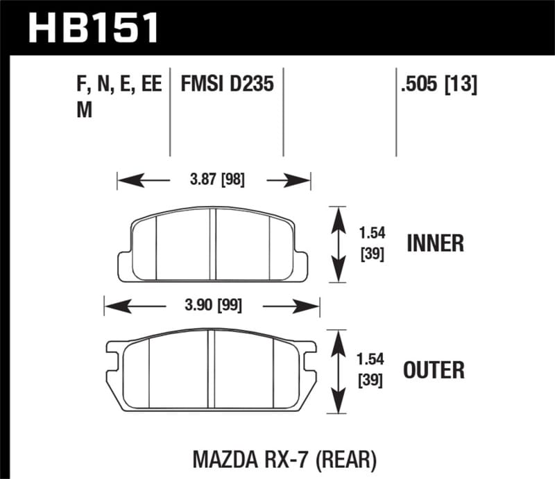 Hawk Performance — Hawk 1985 Mazda RX-7 1.1L GS Rear ER-1 Brake Pads
Disc Brake Pad