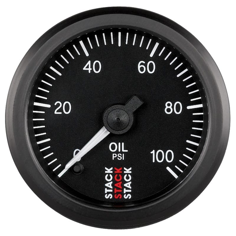 AutoMeter — Autometer Stack 52mm 0-100 PSI 1/8in NPTF Male Pro Stepper Motor Oil Pressure Gauge - Black
Ga OP Stpr B 100psi