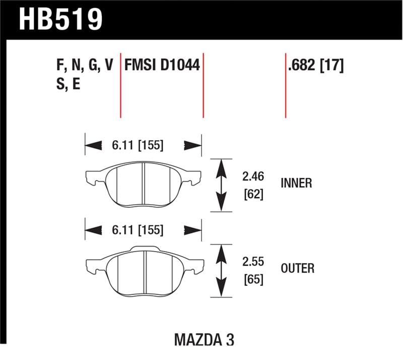 Hawk Performance — Hawk HPS 08-09 Mazda 3 / Ford/ Volvo HPS Street Front Brake Pads
Disc Brake Pad
