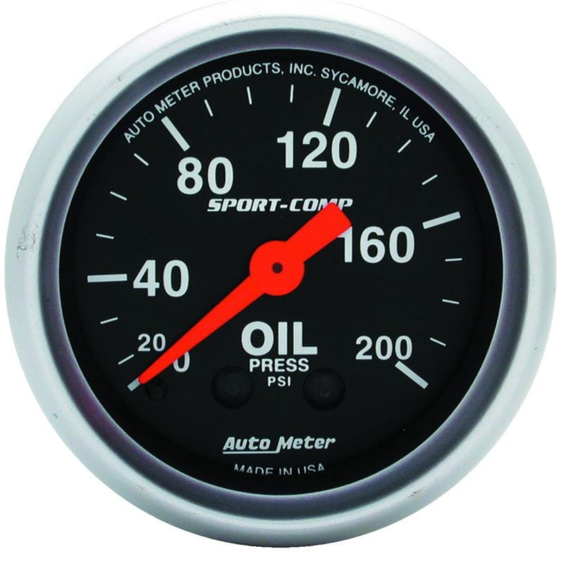 AutoMeter — Autometer Sport Comp 52mm Mechanical 0-200 PSI Oil Pressure Gauge
2" OIL PRESS, 0-200