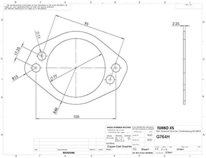 Turbo XS — Turbo XS 4 Hole 3in Gasket 105mm Center-to-Center (Fits WS-MP-V2 / WS02-RMA / WS02-RMA-TI)
Gasket