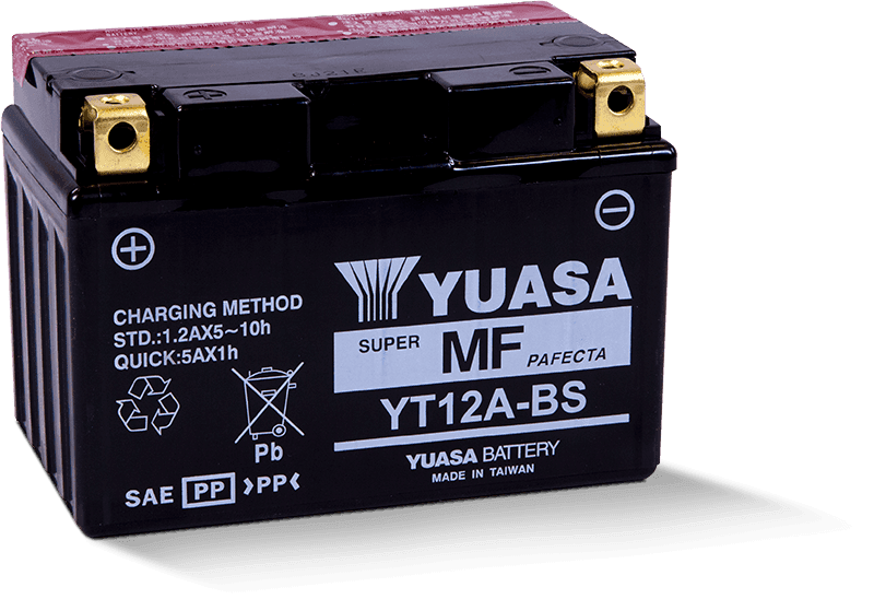 Yuasa Battery — Yuasa YT12A-BS Maintenance Free AGM 12-Volt Battery w/Bottle