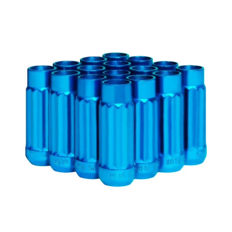 BLOX Racing — BLOX Racing Tuner 12P17 Steel Lug Nuts - Blue 12x1.25 Set of 16 12-Sided 17mm