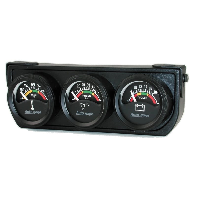 AutoMeter — Autometer AutoGage 1.5in 0-100 PSI Oil Press/ 18 Volt / 280 Deg Water Temp Gauge Console
3 GA PNL OP/V/WT E