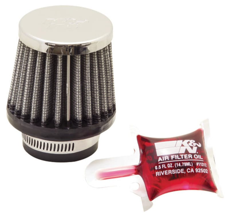 K&N Engineering — K&N Universal Chrome Filter 1 3/8 inch FLG / 2 1/2 inch Base / 2 inch Top / 2 1/4 inch Height
Universal Clamp-On A
Clamp-on Air Filter