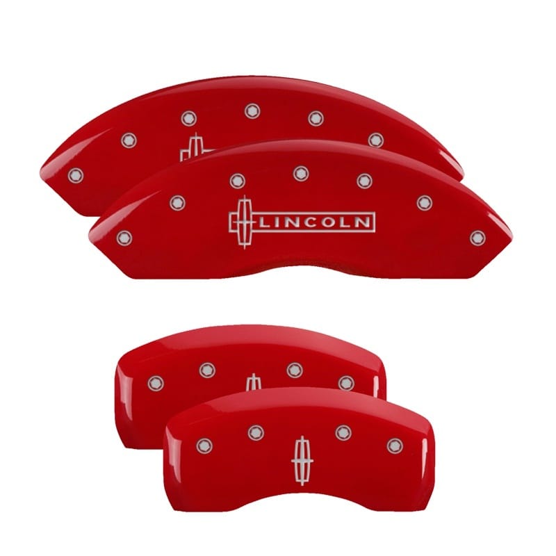 MGP — MGP 4 Caliper Covers Engraved Front Lincoln Engraved Rear Star logo Red finish silver ch
Caliper Covers