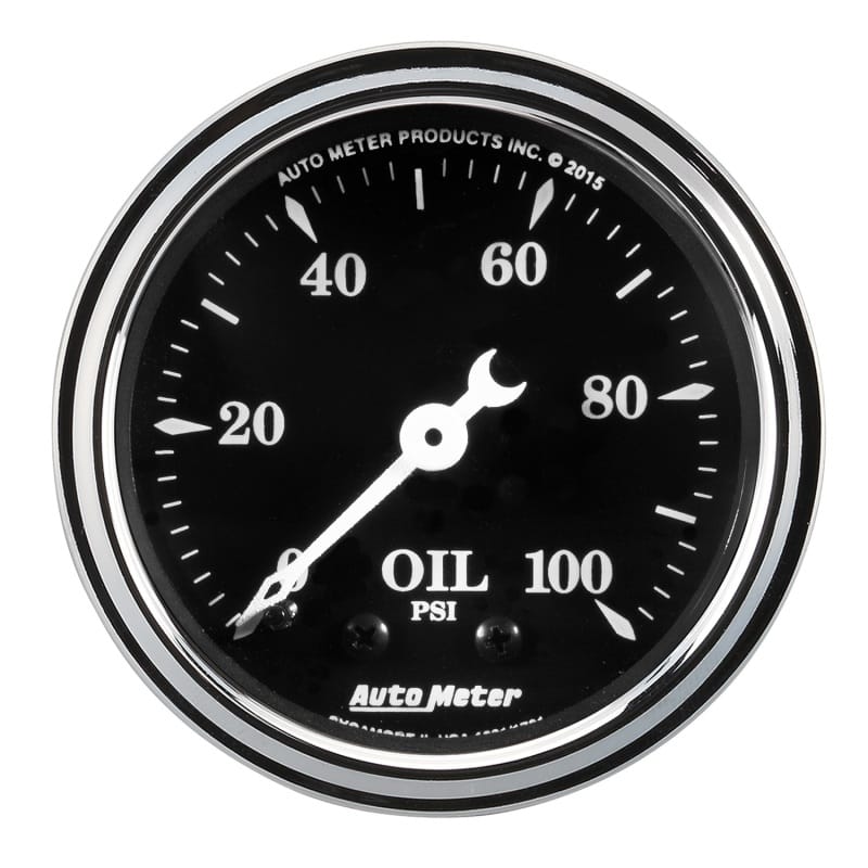 AutoMeter — Auto Meter Gauge Oil Press 2 1/16in 100psi Mech Old Tyme Black
2" OIL PRESS, 0-100
