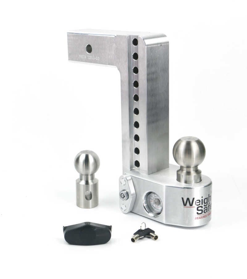 Weigh Safe — Weigh Safe 10in Drop Hitch w/Built-in Scale & 2.5in Shank (10K/18.5K GTWR) - Aluminum