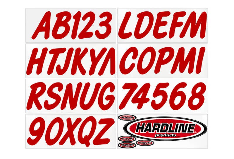 Hardline — Hardline Boat Lettering Registration Kit 3 in. - 400 Red Solid