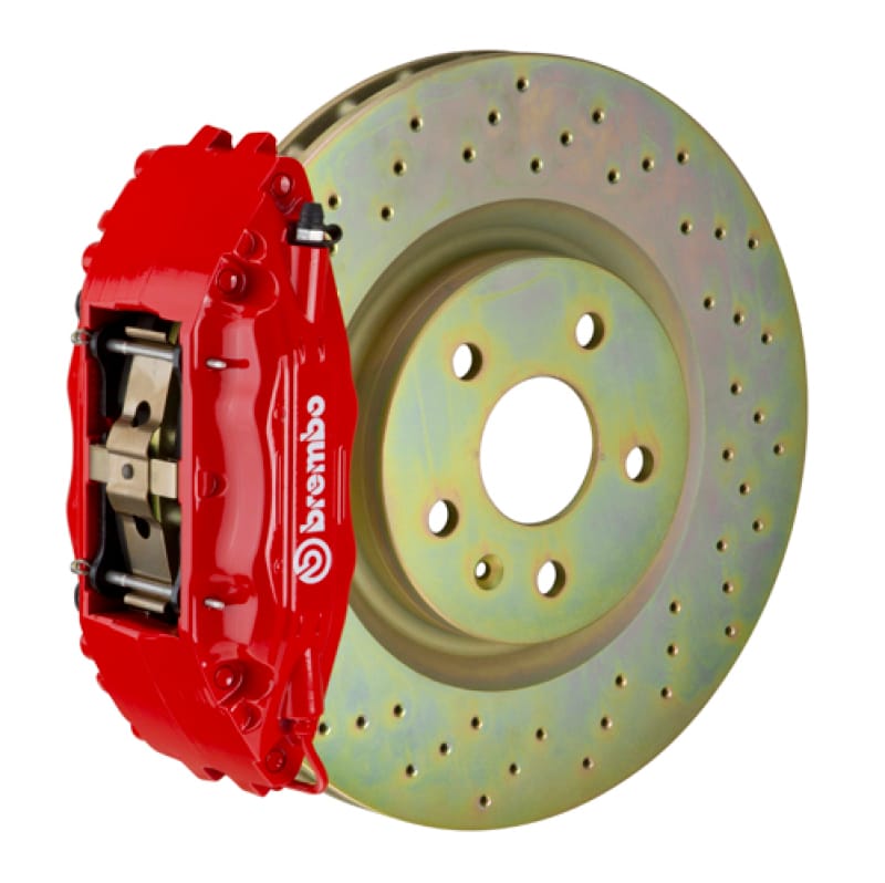 Brembo — Brembo 05-13 Corvette Front GT BBK 4 Piston Cast 2pc 355x32 1pc Rotor Drilled-Red