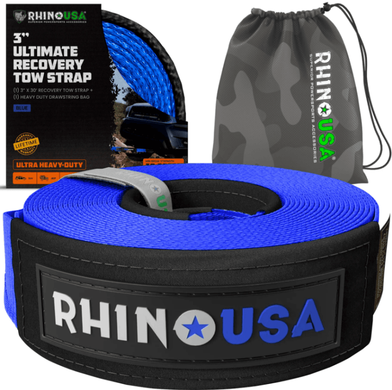 Rhino USA — Rhino USA Recovery Tow Strap 3In x 30Ft (Blue)