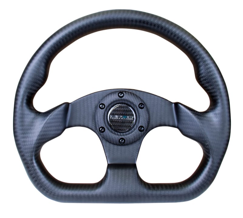 NRG — NRG Carbon Fiber Steering Wheel (320mm) Flat Bottom Matte Black Carbon