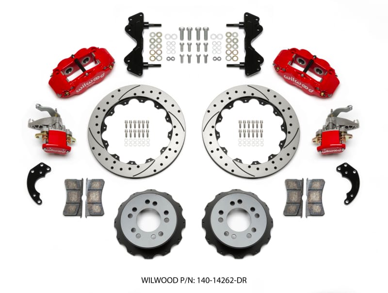 Wilwood — Wilwood Narrow Superlite 4R / MC4 Rear Kit 12.88 Drilled Red Currie Pro-Tour Unit Bearing Floater
BRAKE KIT
