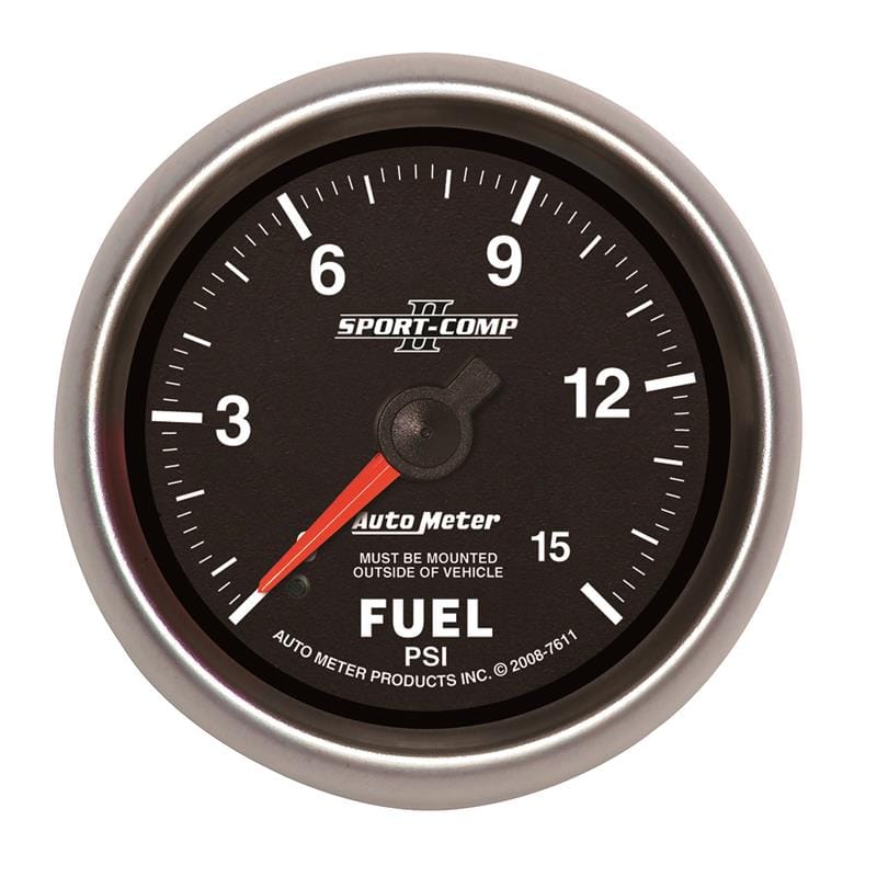 AutoMeter — GAUGE, FUEL PRESSURE, 2 5/8" , 15PSI, MECHANICAL, SPORT-COMP II