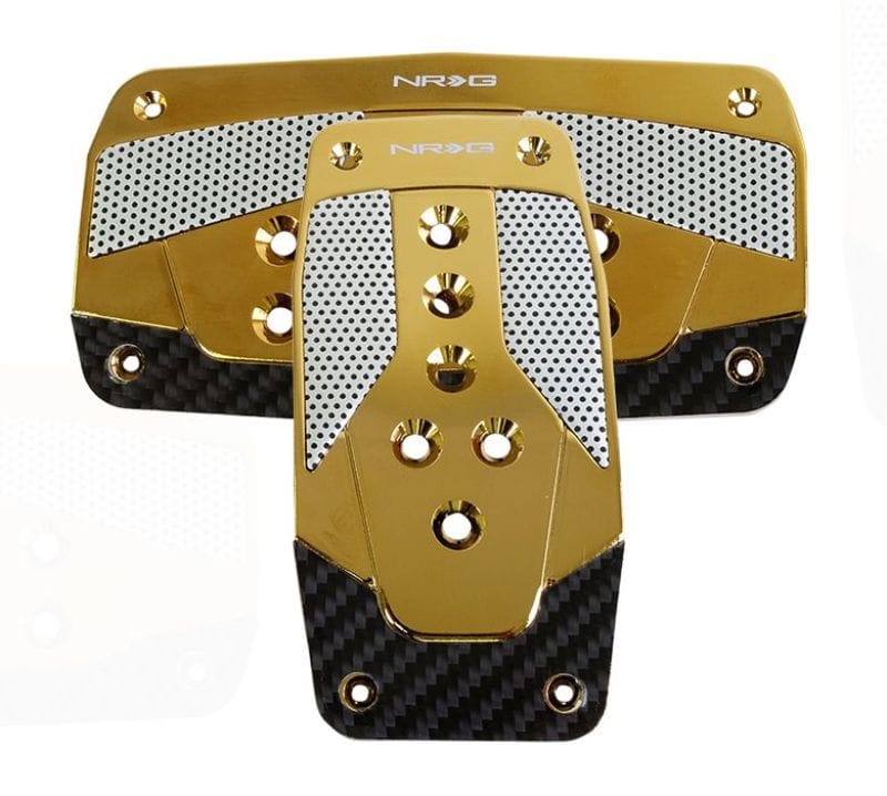 NRG — NRG Aluminum Sport Pedal A/T - Red w/Chrome Gold Carbon