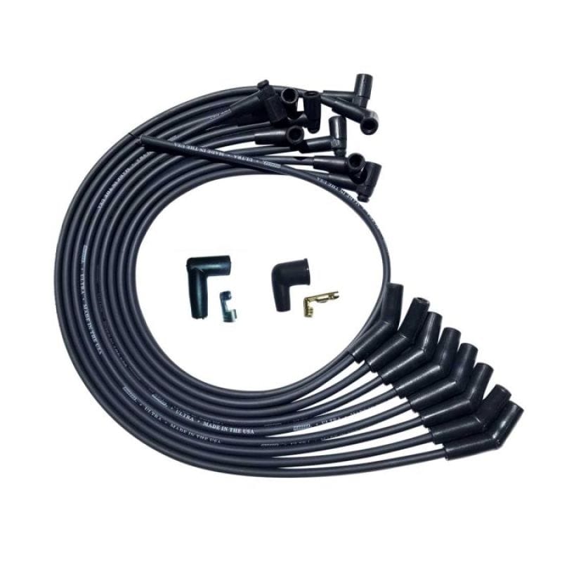 Moroso — Moroso SBC Over Valve Cover Unsleeved 135 Deg Plug 90 HEI Ultra Spark Plug Wire Set - Black