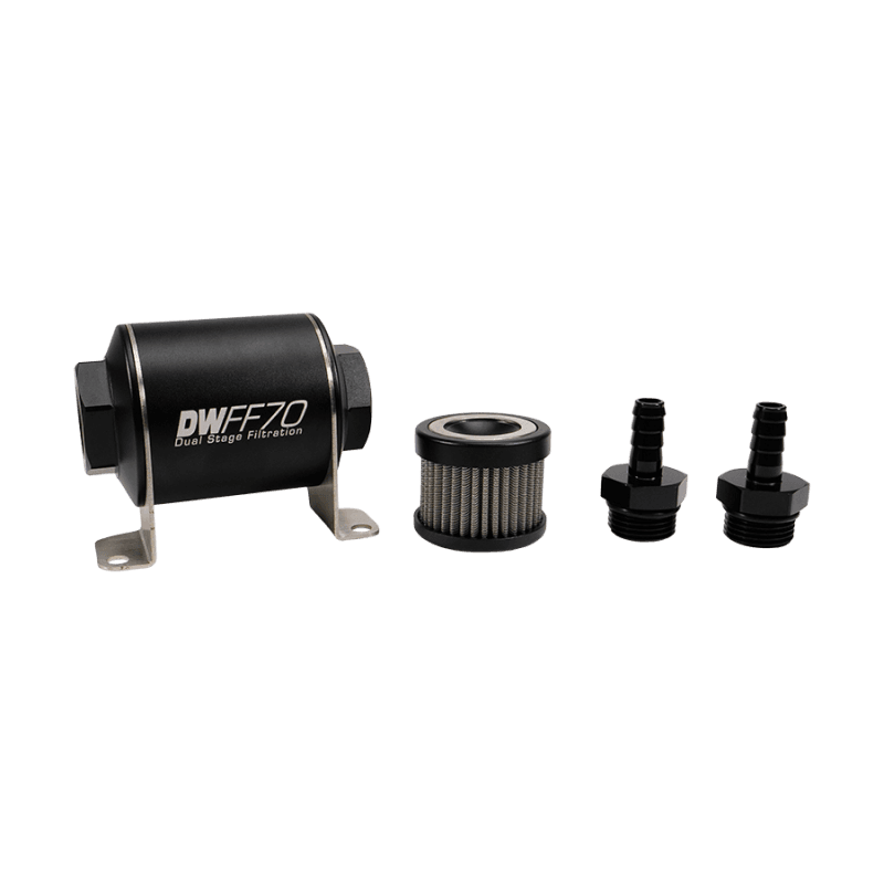 DeatschWerks — DeatschWerks Stainless Steel 3/8in 40 Micron Universal Inline Fuel Filter Housing Kit (70mm)
Filtration