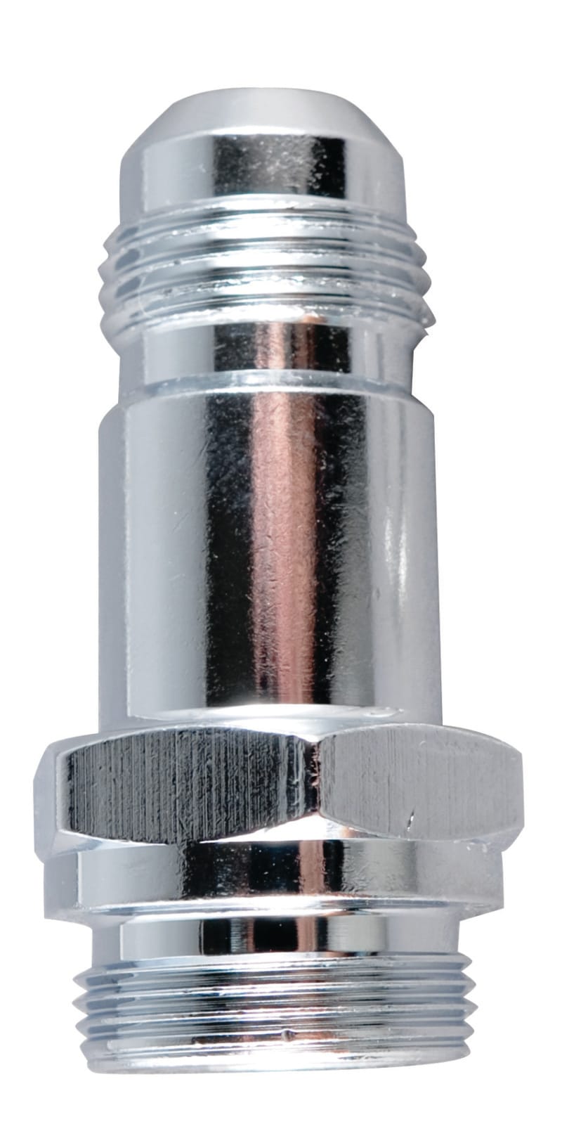 Fragola — Fragola -8AN x 7/8-20 Male Adapter- Dual Feed - Chrome