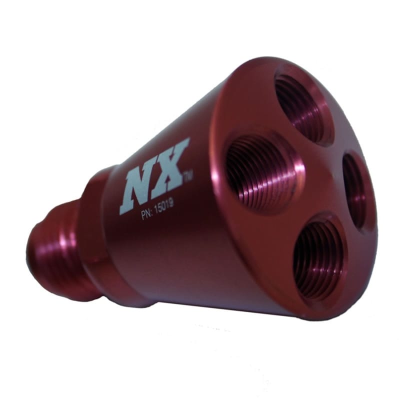 Nitrous Express — Nitrous Express 4 Port Showerhead Distribution Block w/6AN Inlet - Red
Distribution Block
N2ODstributionBlk