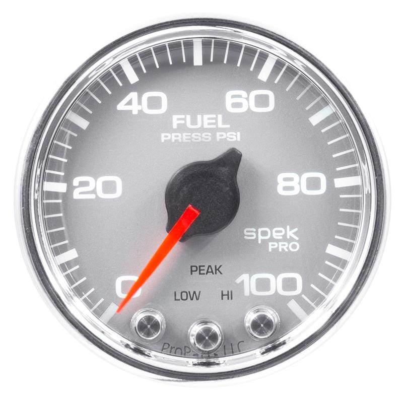 AutoMeter — Autometer Spek-Pro Gauge Fuel Press 2 1/16in 100psi Stepper Motor W/Peak & Warn Slvr/Chrm
GA 2" FP 100 SCC SPK