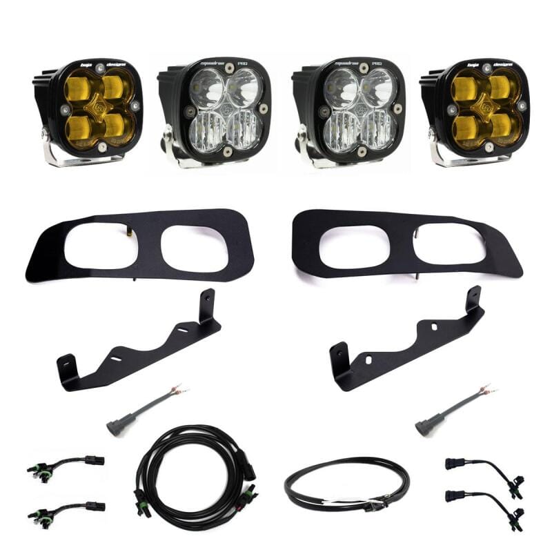 Baja Designs — Baja Designs 2023+ Ford F250/F350 Super Duty Squadron SAE/Pro Fog Pocket Kit - Amber Upfitter