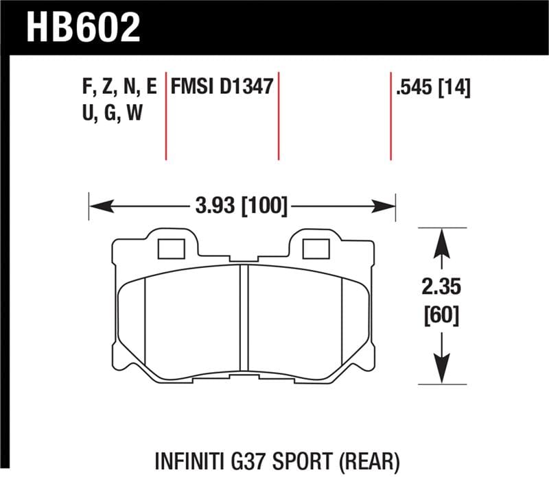 Hawk Performance — Hawk 10-11 Infiniti FX50 / 09-10 G37 / 09-10 Nissan 370Z DTC-60 Race Rear Brake Pads
Disc Brake Pad