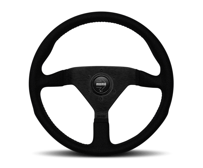 MOMO — Momo Montecarlo Alcantara Steering Wheel 350 mm - Black/Black Stitch/Black Spokes